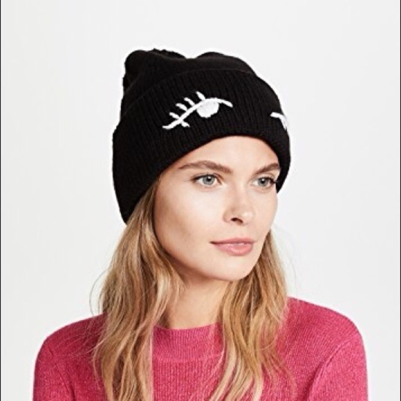 Kate Spade Winking Black Beanie - Picture 1 of 7